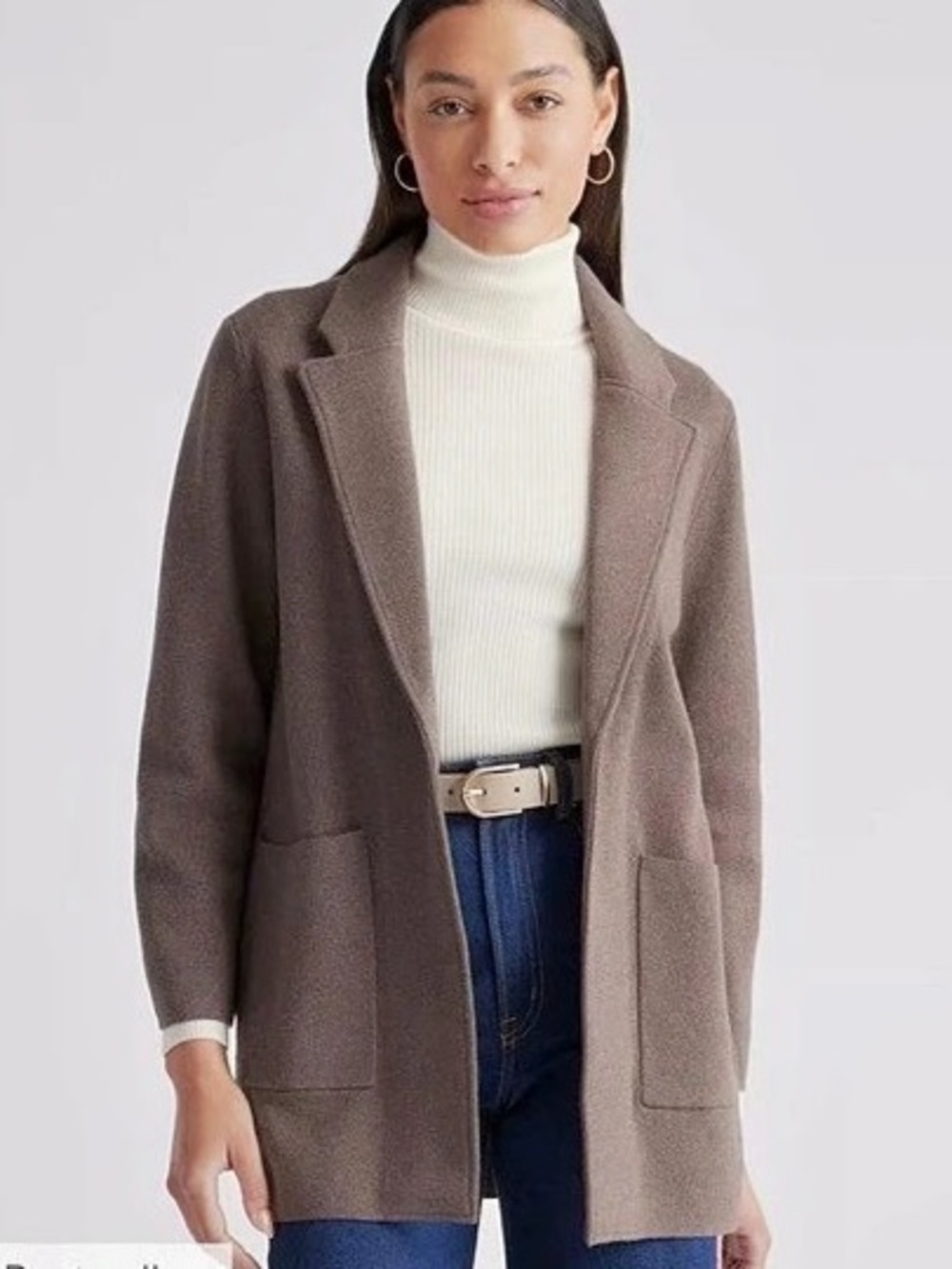 Quince 100% Organic Cotton Knit Blazer Brown Organic Cotton Knit Blazer Size XL